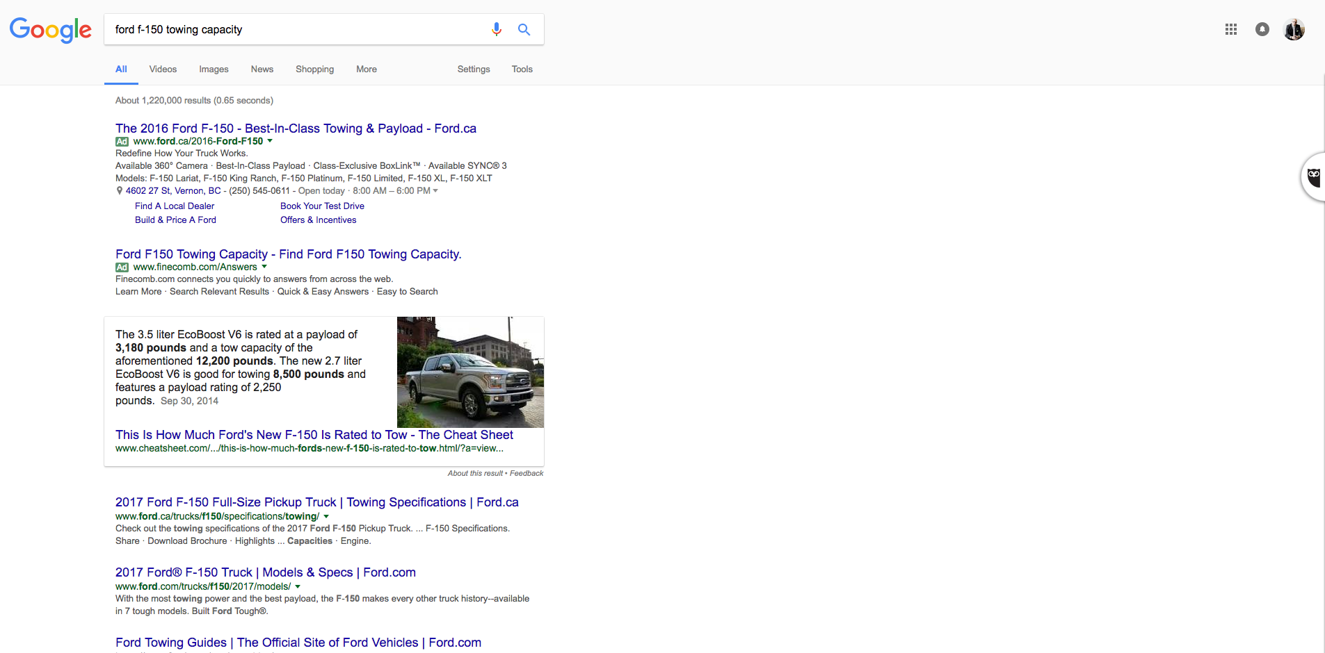 Ford F-150 search results